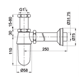 سيفون حوض مقاس 1.25 بوصة بدون طابق كروم ديورافيت